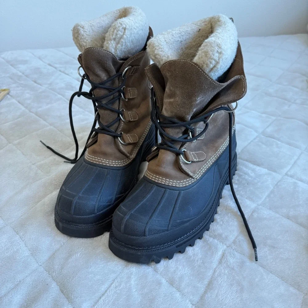 LL Bean Mens Wildcat Boots Brown Black Leather Waterproof Snow Winter 11 Medium